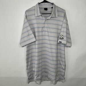 Dunning Vancouver Golf Club Polo Shirt Mens Size Large White Striped Performance